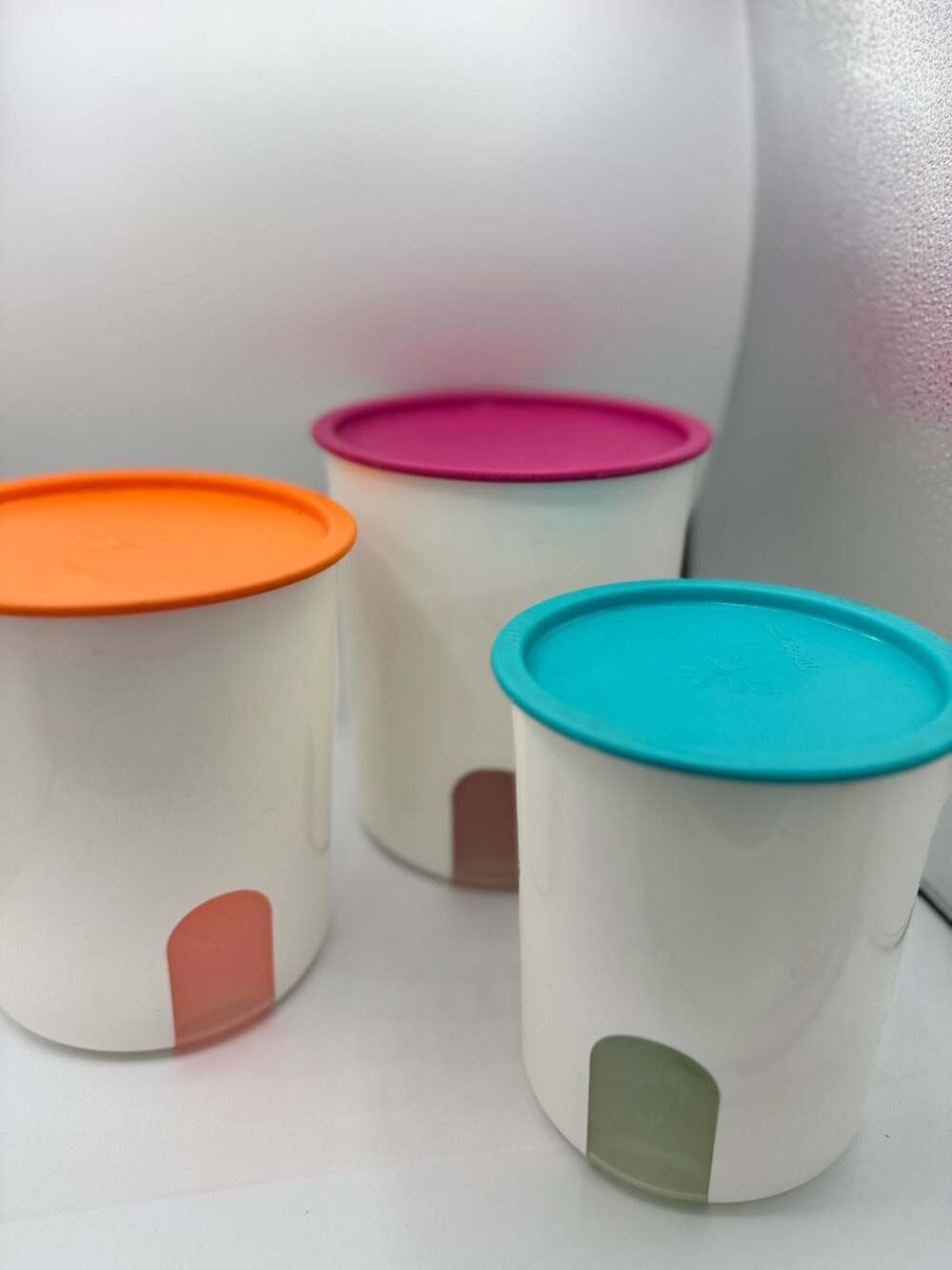 Tupperware One-Touch Canister Set with Colorful Lids